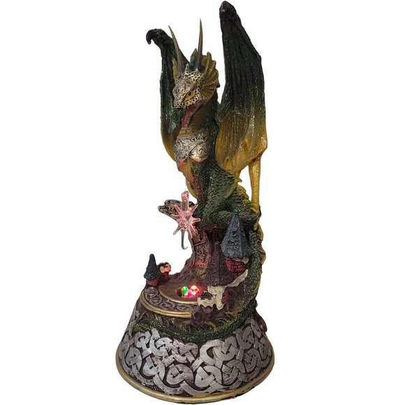 Dragon Light Up LED Green Medieval Fantasy Figurine Lighted Statue Decor glitter - Picture 17 of 17